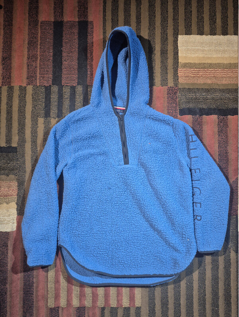 Tommy Hilfiger Blue Sherpa Hoodie Women's M Quarter Zip